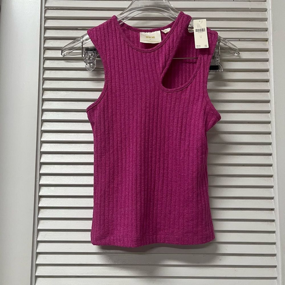 NWT✨Anthropologie ✨MAEVE✨small✨Magenta Ribbed Tank Top